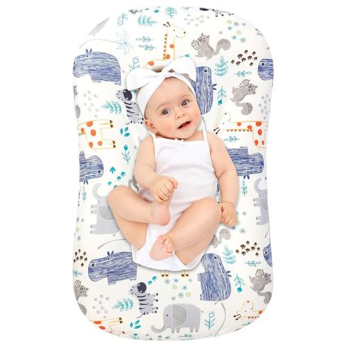 Hooyax Baby Lounger Cover for Boys and Girls, Soft & Breathable Infant Lounger Covers Only for Newborn, Skin-Friendly and Machine Washable, Animal