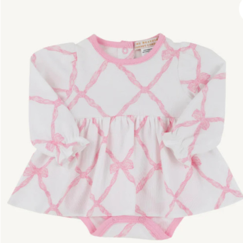 Long Sleeve Daisy's Diaper Cover Dress - Belle Meade Bow with Pier Par