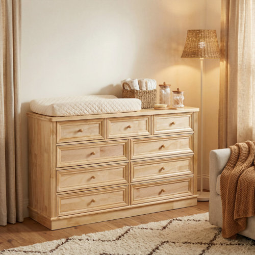 One Allium Way® 55.1'' W 100% Solid Wood 9-Drawer Changing Table Dresser | Wayfair