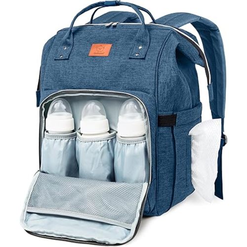 KeaBabies Baby Diaper Bag Backpack - Large Baby Bag for Boys, Girls, Waterproof Multi Function Travel Diaper Backpack with Changing Pad, Durable Travel Essentials for Moms and Dads (Navy Blue)