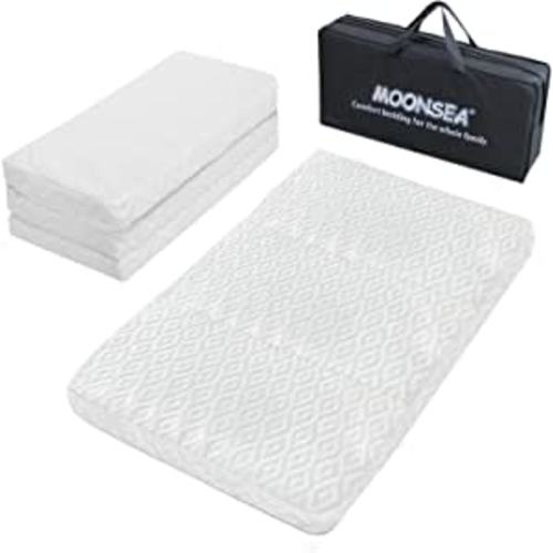Pack n Play Trifold Mattress Topper, Pack and Play Mattress Foldable with Ultra Soft Jacquard Water-Resistant Playard Playpen Mattress Pad Cover, Mini Crib Mattress 37.5x26x2 Inch : Baby
