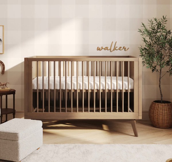 Mid-Century Convertible Crib in Walnut | Simply Nursery