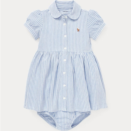 Baby Girls Striped Knit Oxford Dress