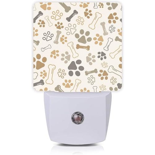 Dog Cat Paw Print Bones Night Light Plug-in LED Nightlights Auto Sensor Night Lamp Dusk-to-Dawn Lamp Home Decor for Nursery Children Girls Boys