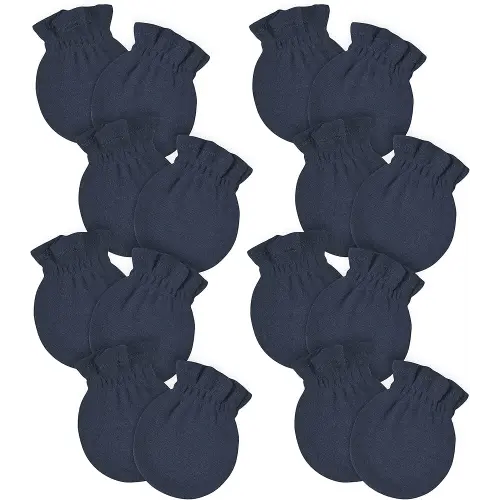 Gerber Baby 12-Pack No Scratch Mittens, Navy, 0-3 Months (8-Pack)