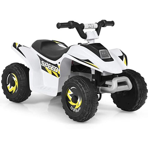 Costzon Ride on ATV, 6V Battery Powered Electric Quad, High/Low Speeds, Forward/ Reverse Switch, Rear Wheeler Motorized Ride On Mini Vehicle Car for Toddlers Boys Girls (White)