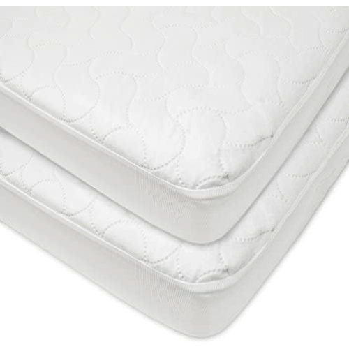 American Baby Company Waterproof Fitted Quilted Crib and Toddler Protective Pad Cover, White (2 Count), for Boys and Girls