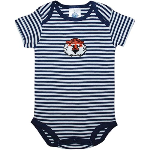 Auburn University Aubie Head Striped Newborn Baby Bodysuit - 6-9 Months - Navy