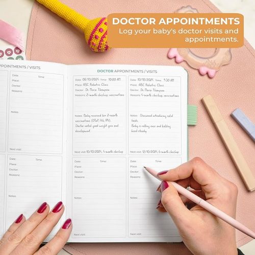 Clever Fox Baby Log Book – Daily Feeding & Sleep Tracker Journal – Medical Care Newborn Record, Gifts for New Parents & Baby Registry (Mint Cream)