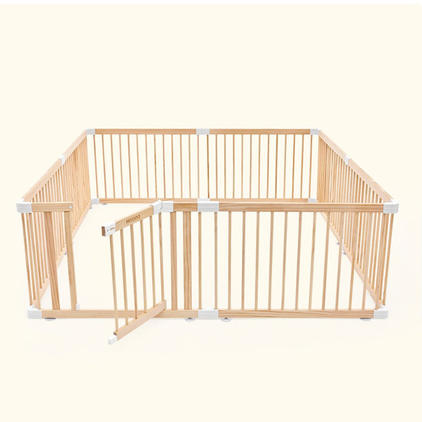 HARPPA Grovi Wooden Baby Gate Playpen | Non-Toxic Foldable DIY Adjustable Play Yard for Infants & Toddlers – Natural Finish Baby Fence for Small & Large Spaces