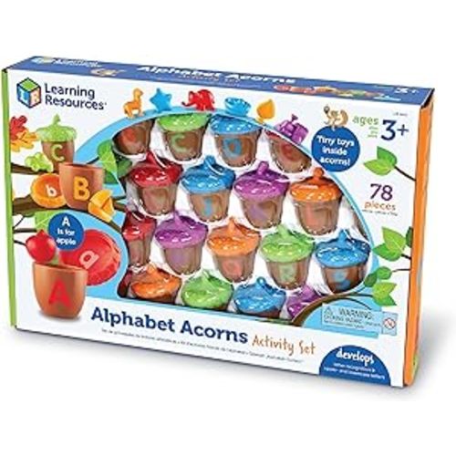 Amazon.com: Learning Resources Alphabet Acorns Activity Set, Develops Letter Recognition, Educational Toys for Toddlers, Homeschool, Visual & Tactile Learning Toy, 78 Pieces, Ages 3+ : Toys & Games