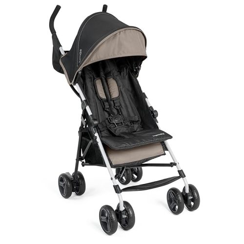 Summer by Ingenuity 3D Mini Convenience Stroller – Lightweight Stroller with Compact Fold, Multi-Position Recline, Canopy with Pop Out Sun Visor – Umbrella Stroller for Travel and More, Cashew Tan