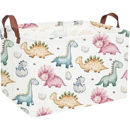 Essme Dinosaur Basket,Cute Baskets for Boys ,Dinosaur Baskets for Boys Toy Bin with Handles Basket for Dinosaur Room Decor, Clothes,Books Basket.(Cute Dinosaur )