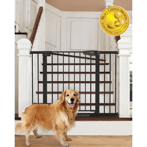 Cumbor 29.7-46" Baby Gate for Stairs, Mom's Choice Awards Winner-Auto Close Dog Gate for The House, Gifts for Mom, Easy Install Pressure Mounted Pet Gates for Doorways, Black