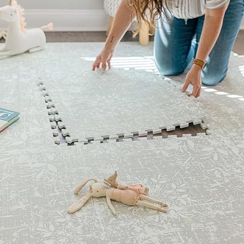 Baby Play Mat for Floor - Eden (6x6ft) - Premium EVA Foam Play Mat for Babies & Toddlers (Ages 0-5+) - Non-Toxic Playmat for Tummy Time, Crawling & Playroom - Stylish & Comfortable