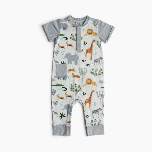 Loulou Lollipop Short Sleeve Romper - Safari Jungle, 12-18 Months