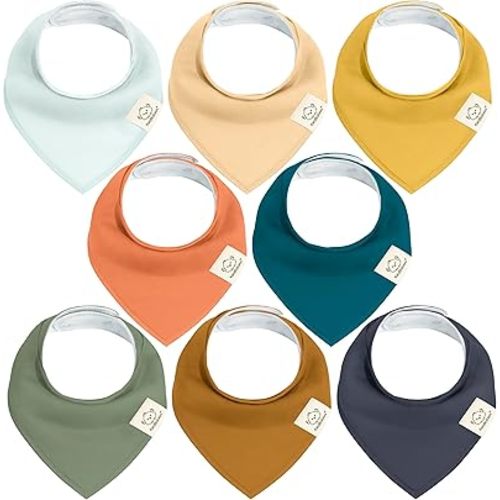 KeaBabies 8-Pack Organic Baby Bandana Drool Bibs for Boys Girls - Soft Cotton Drooling & Teething Bibs for Infants, Toddlers, Super Absorbent Cotton Bandana Bibs for Baby Boy & Girl, Unisex (Eclipse)