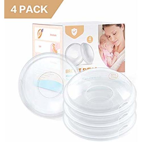 Breast Shells, 4 Pack Nursing Cups, Milk Saver, Protect Sore Nipples for Breastfeeding, Collect Breastmilk Leaks for Nursing Moms, Soft and Flexible Silicone Material, Reusable