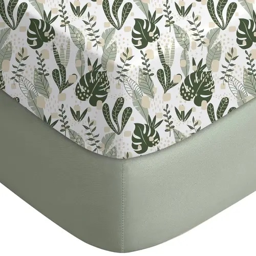 Yoofoss Baby Crib Sheets for Boys Girls, Fitted Crib Sheet 2 Pack for Standard Crib and Toddler Mattress, Super Soft Microfiber Baby Sheet 28x52x8in Green + Banana Leaves