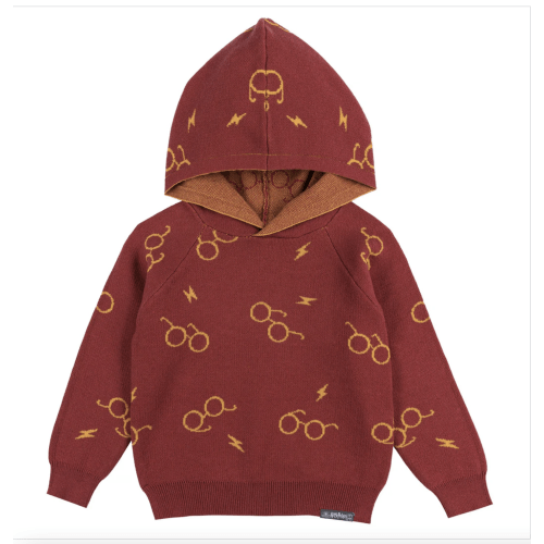 Infant and Toddler Neutral Red Glasses Hoodie - 2T