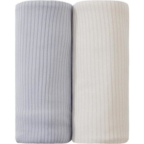 Viviland Jersey Swaddle Blanket, Ultra Soft Stretchy Receiving Blanket for Newborn, Baby Swaddle Wrap for Boys & Girls, 2 Packs,40 x 30 in, Grey & Pink