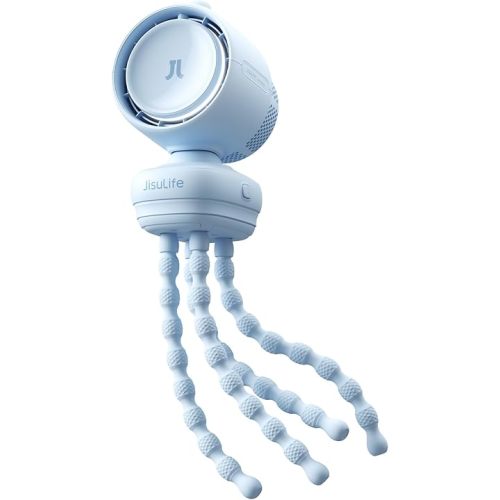 JISULIFE Chic Stroller Fan 2026 –Baby Cool Helper: Smart 120° Auto Oscillation with 100 Speeds, 21H Super-Long Battery, Portable Baby Fan for Crib, Stroller & Bedroom, Gift for Moms-Blue