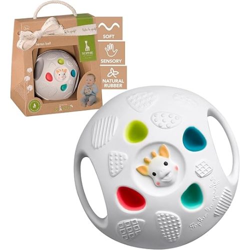 Sophie la girafe - So’Pure Senso’Ball - Natural Rubber Sensory Toy - Ergonomic Lightweight Textures - Development Toy for Babies and Newborns - White