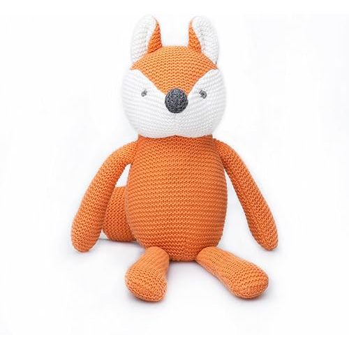 100% Organic Cotton Baby Toys Orange Fox Stuffed Animals for Newborn 7.1"