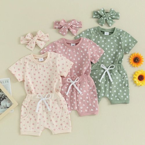 Sunshine Smiles: Toddler Girl Floral Outfit with Headband
