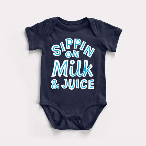 BabyDoopy Sippin On Milk and Juice Baby Bodysuit