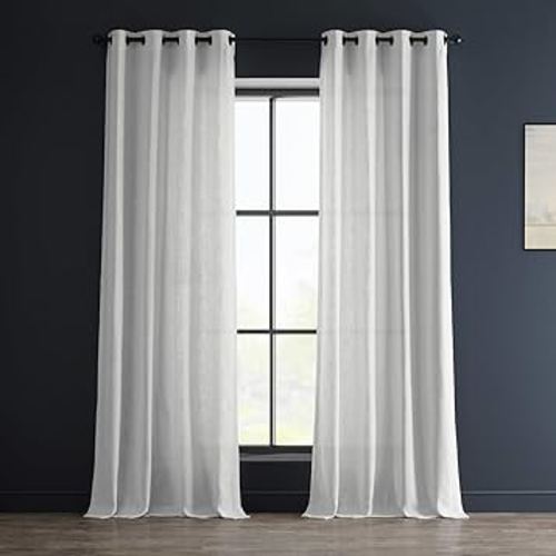 HPD Half Price Drapes Grommet Heavy Linen Curtains for Living Room 50 X 108 (1 Panel), FHLCH-VET13191-108-GR, Rice White