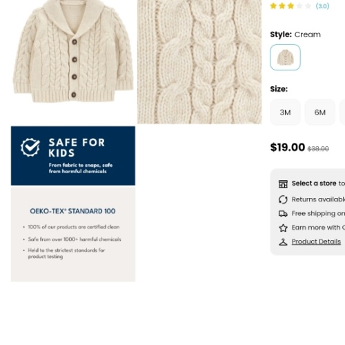 Baby Classic Cable Knit Cardigan