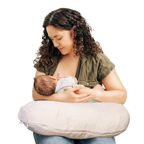Boppy Nursing Pillow - Ergonomic Bottle & Breastfeeding Pillow with High, Firm, Large Area, Water-Repellent Cushion with Washable Cover; Baby Safety Alliance Verified - Oatmeal Boucle