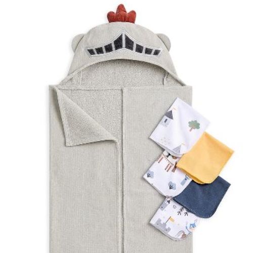 buybuy BABY by Evolur Secret Garden 6 pc Gift Set - Hooded Towel & 5pc Wash Cloths - Knight Print
