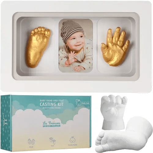 La Premura Baby Keepsake Hand Casting Kit with Shadow Box Frame - Plaster Hand Mold Baby Casting Kit for Infant Hand & Foot Mold, Baby Casting Kit for First Birthday, Christmas & Newborn Gifts