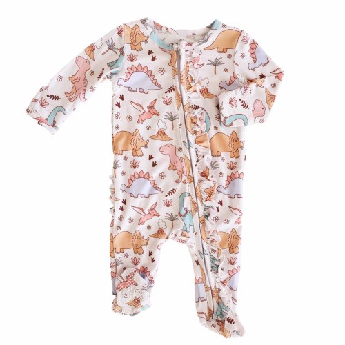 Dolly's Dinos Ruffle Zipper Footie