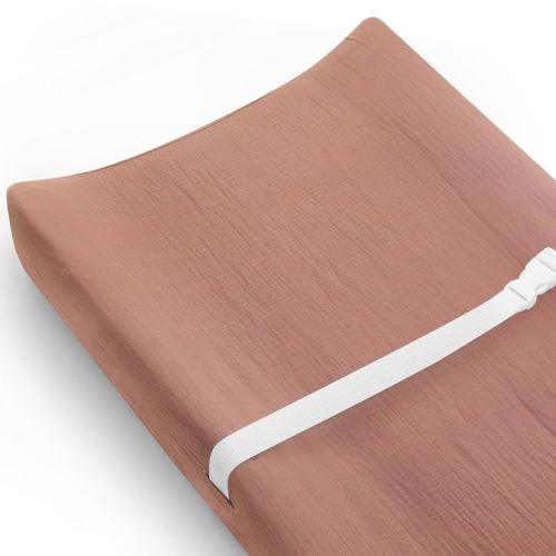 Changing Pad Cover for Baby Girls Boys, Muslin Changing Table Pad Covers with Boho Style, Neutral Color Soft and Breathable (Dusty Rose, Changing Pad Cover 30x16in)