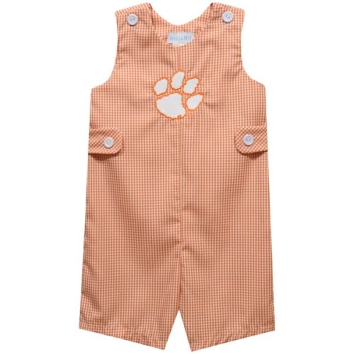 Clemson Tigers Vive La Fete Infant Gingham Jon Jon Romper - Orange
