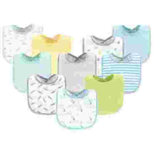 Luvable Friends Baby Cotton Terry Bibs 10pk, Neutral Elephant Stars, One Size