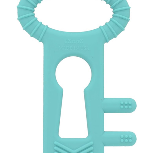 The Teething Key by Eztotz | Made in USA - BPA Free Silicone Baby Teether Toy for Infants Babies Toddlers | 0+ Months Easy Grip Multiple Texture Molar Reach - Great Baby Shower Registry Gift