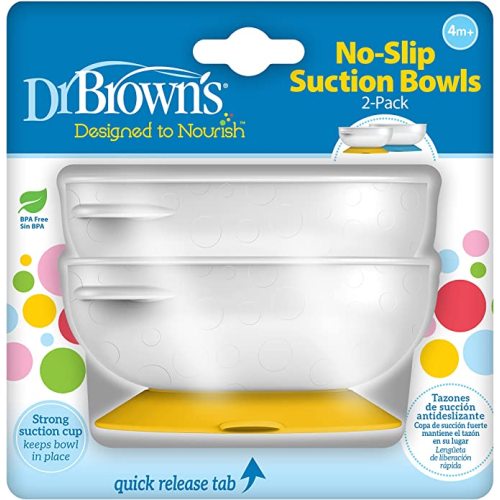 Dr. Brown's No-Slip Strong Suction Bowl for Babies and Toddlers, BPA Free - 2-Pack