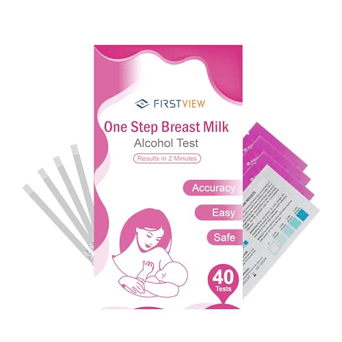 FIRSTVIEW Alcohol Test Strips for Breastmilk,Detects Alcohol in 2 Mintues, High Sensitivity to 0.02%(20mg/dL, Simple Breastmilk Dip Test, Fast and Easy to Use for Breastfeeding Moms-40 Test Strips