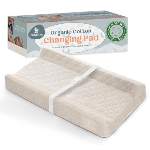 Organic Cotton Changing Pad - Soft & Breathable Diaper Changing Pad, Safe Non-Slip Waterproof Design | Removable & Washable Baby Changing Pad Cover | Standard Changing Pad for Dresser - Winter Sand