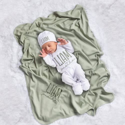 Baby Boy Outfit with Name Baby Boy Clothes Baby Gift Coming Home Outfit Personalized Baby Outfit Hospital Outfit Baby Gift Set Baby Blanket