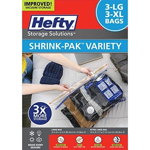 Hefty Storage Solutions Shrink-Pak Bag LARGE Divided Bags (2 pack)