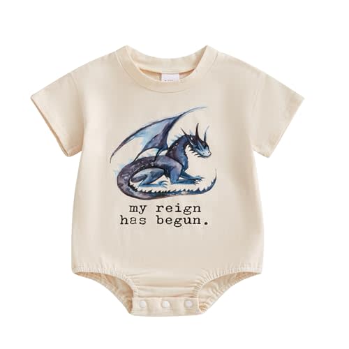 Eadrioss Newborn Baby Boy Girl Clothes My Reign Has Begun Romper Shirts Bodysuit Infant Dragon Summer Outfit 3 6 12 18 Month