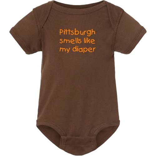 Pittsburgh Smells Like My Diaper Cleveland Fan Baby Bodysuit - Brown
