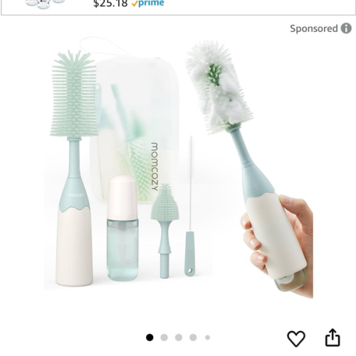 Momcozy Bottle Brush Kit, Innovative Push-Press Design for Better Cleaning - Baby Bottle Cleaner Brush for Baby Bottle, Breast Pumps, Nipples, and More - Can Generate Foam for Better Cleaning, Green