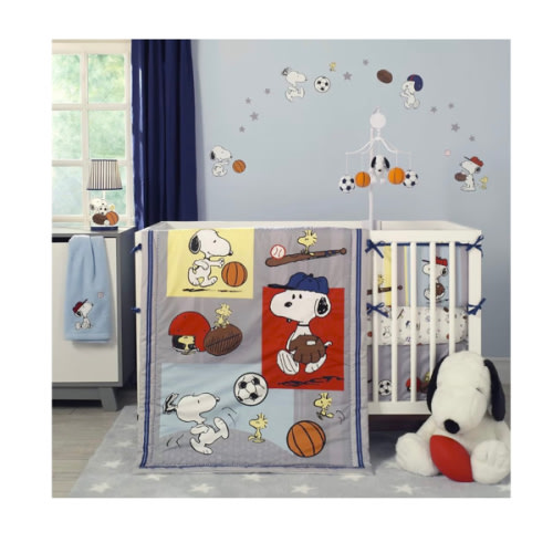 Snoopy Sports 3-Piece Crib Bedding Set