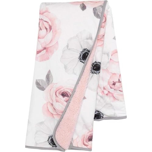 Lambs & Ivy Floral Garden Watercolor Floral Pink Ultra Soft Baby Blanket